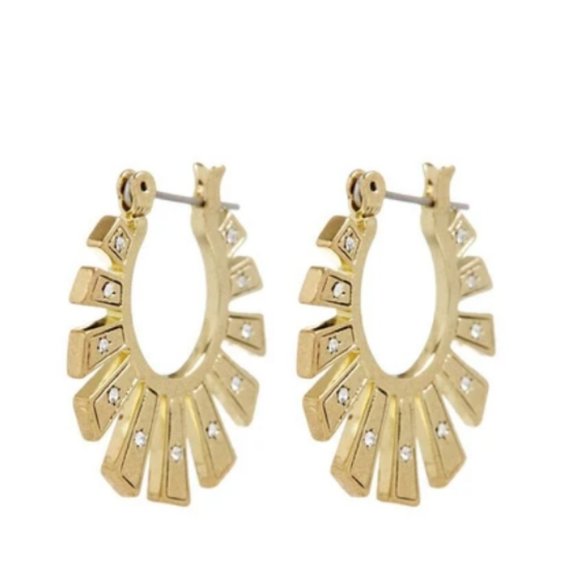 LUV AJ Gold Plated Swarovski Crystal Hoops - Picture 2 of 8